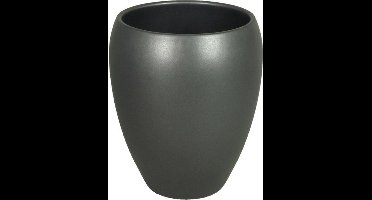Bloemen vaas/vazen mat antraciet van keramiek D20 x H23.5 cmï¿½- Bloempot/plantenpot/bloemenvaas
