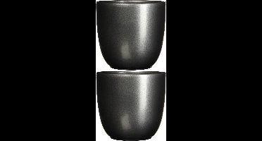 Mica Decorations Bloempot - 2x stuks - antraciet grijs - keramiek - 19 x 18 cm - Mica Decorations plantenpotten