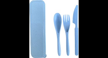 green-goose® Bio-based Bestek Set | Blauw | Duurzaam Bestek voor School, Picknick, Vakantie, Camping | Vaatwasserbestendig