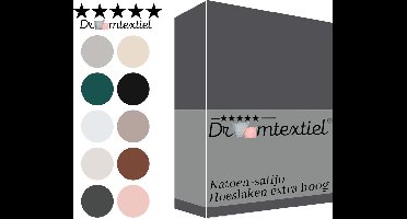 Droomtextiel Katoen Satijnen Hoeslaken Antraciet 70x200 cm - Hoogwaardige Kwaliteit - Perfecte Pasvorm - Super Zacht - Hoge Hoek