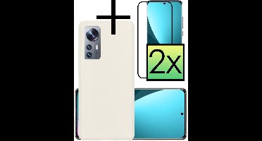 Hoesje - Met 2x Screenprotector - Geschikt voor Xiaomi 12X - Sterk & Shockproof - Back Cover - Siliconen Case - Telefoon Hoes - Wit