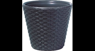 1x Stuks kunststof Rato antraciet rotan bloempotten/plantenpotten 12 liter - 30 cm - Binnen/buiten decoratie bloempot/plantenpot