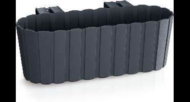 Plantenbak/bloembak met haken - antraciet grijs - 38 cm - kunststof - rechthoekige - voor balkon