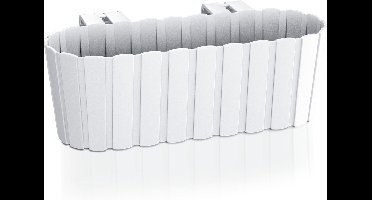 Balkon plantenbak/bloembak - met haken - kunststof - rechthoekige - wit - 38 cm - Tuin/balkon decoraties