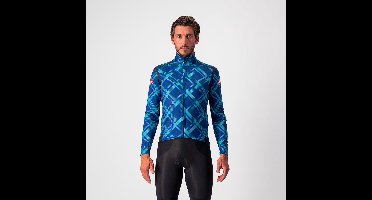 Castelli Fietsjack Rain or Shine Heren Blauw Turquoise - PERFETTO RoS LONG SLEEVE OCEAN BLUE MALACHITE GREEN PLAID - L