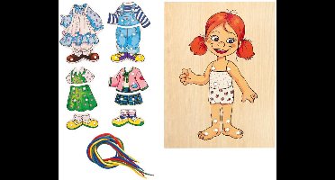 Woody Aankleed Meisjespuzzel Set | Creatief Speelgoed | Rijgen | Motorische Ontwikkeling Speelgoed | Educatieve Speelgoed | Kleding Herkennen Speelgoed | Aankleed set Speelgoed | Rijgen Met Kledingstukken Meisjes | Leerspel | Kledingset