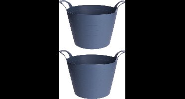 Excellent Houseware Flexibele emmers/wasmanden - 2x stuks - 30L - blauw - kunststof