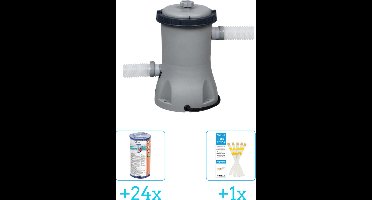 Bestway Flowclear - 2006L/530gal Filter Pomp inclusief Bestway Flowclear - Filter Cartridge (II) (24 stuks) & WAYS Testrips (1 stuks)