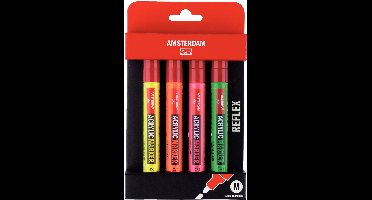Markers M set 4 reflex kleuren 4 mm (reflexgeel, reflexoranje, reflexrose, reflexgroen)