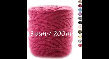 3mm x 200m Framboos macramé katoenen koord Macrame Touw|kleuren om mee te knutselen|Garen voor Wandkleed en Plantenhanger Zelf Maken|Dromenvanger||engel van macramé