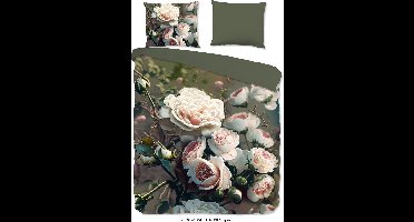 Pure dekbedovertrek bloemen - 2 persoons 200x200/220 cm - Groen - Microvezel