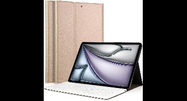 Hoes met toetsenbord geschikt voor iPad Air 11 inch 2024 - Keyboard Book Case Cover Hoesje Goud