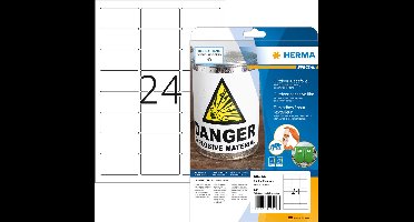Herma 9532 Folie-etiketten 63.5 x 33.9 mm Polyethyleen folie Wit 240 stuk(s) Permanent hechtend Laser (kleur), Laser (z