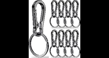 8 Stuks Zwart RVS Karabijnhaak Sleutelhangers - Musketonhaak met Sleutelringen voor Volwassenen - Mini Musketon en ringetjes - Auto Klein Carabiner Sleutel Hanger, Houder - Karabijn haak ringen - Keychain Karabijnsluiting