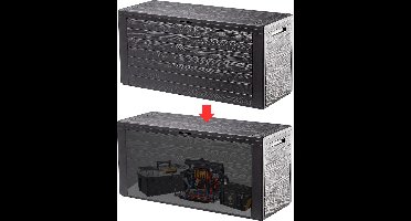 MKSS® Tuinkast - Tuinkist - Tuinkasten voor Buiten - Tuinberging - Kunststof - 120x50x20cm - Zwart met Grijs