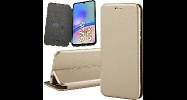 Hoesje geschikt voor Samsung Galaxy A05s - Privacy Screenprotector Volledig Dekkend Glas & Camera - Wallet Book Case Goud