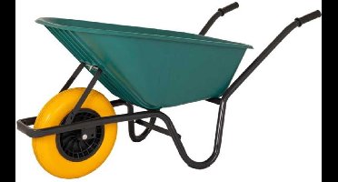 Topgear Kunststof kruiwagen 85L - groen - anti-lek band - lichtgewicht - tuinwerkzaamheden