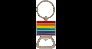 Regenboog Strepen Sleutelhanger met Flesopener – Vrolijk, Stevig & Superhandig