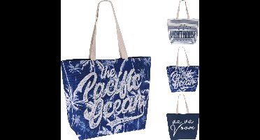 Strandtas - Campingtas - Zwemtas - Gestreept - Blauw Wit Strandtas Polyester