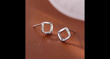 dames oorknoppen met zirkonia- vierkant oorknoppen-5mm-5mm-zilver 925