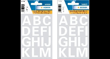 Herma Stickervel alfabet - 56x stuks - plak letters - A tm Z - wit - 20x20 mm