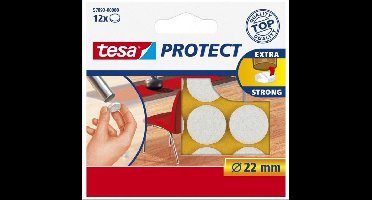 48x Tesa meubelvilt rond wit 2,2 cm - Klusbenodigdheden - Huishouding - Vloerbescherming - Beschermvilt - Meubelvilt - Viltglijders - Anti-kras vilt