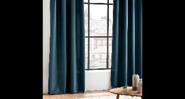 Wicotex - Gordijnen - Kant en klaar - Met ringen - 140x260cm - Blauw - 2stuks
