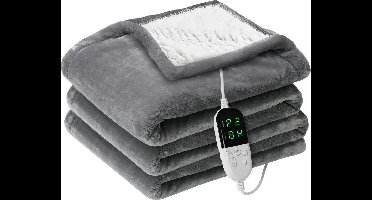 Elektrische deken - Warmte deken - Electric Blanket - Heated Blanket Met Dubbelzijdige Verwarming - Electric Heater Met Timer - 150 x 180 - Grijs
