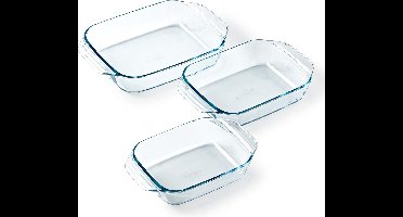 Pyrex - Irresistible Ovenschaal met Grepen 3-Delig - Transparant - Borosilicaatglas