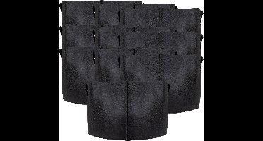 Intirilife 10x fleece plantzak in 75 liter - 20 gallon - 55 x 30 cm - Plantenbak van fleece met draaggrepen voor tuin, kas en nog veel meer. - Plantenbak plantzak