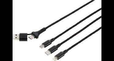 Renkforce US203/1.2M USB-laadkabel USB 2.0 USB-A stekker, USB-C stekker, USB-micro-B stekker, Apple Lightning stekker,