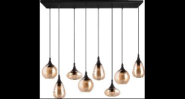 LED Hanglamp - Hangverlichting - Torna Lidia - E14 Fitting - 8-lichts - Rond - Mat Zwart - Metaal