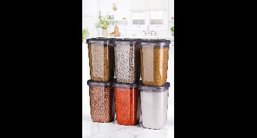 Asir - Opbergdozenset (6 stuks) - Antraciet - 13 x 23 x 28,5