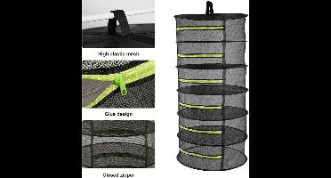 New Age Devi - Inklapbare 6-laags Droognet met Schaar, Haak en U-vormig Ritsrek voor Perfect Gedroogde Kruiden - zaden - vis en nog veel meer!