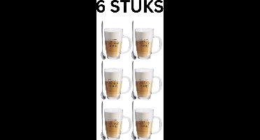 Set van 6x latte Macchiato glazen inclusief lepels 300 ml - Koffie glazen - Cappuccino glazen