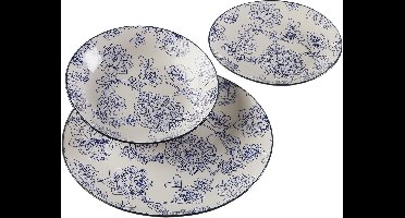 Aramis - 18 delige serviesset - wit/blauw bloemmotief