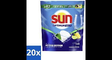 20 x Sun - Vaatwascapsules - Optimum All-in-1 Citroen met Active Oxygen - 42 capsules - Vaatwascapsules - Citroengeur - Active Oxygen - Reiniging - Vetvlekken