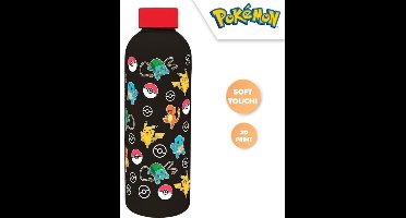 Pokemon 3D drinkfles – 800 ml – roestvrij staal – Zwart - Pikachu - Charmander