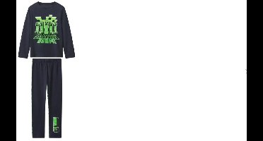 minecraft pyjama - Pyjama Kinderen - minecraft - marineblauw - Maat 134/140 - 100% katoen