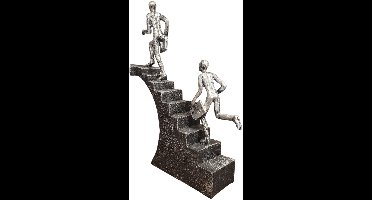 sculptuur zakelijke successen boeken doe je samen - 5x23x25 cm - zilver grijs - polyresin