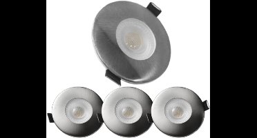 McShine - Set van 4 - LED Inbouwspot IP65 - Badkamerspot - Spatwaterdicht - 4,9W - 4000K – Ø88mm - Geborsteld staal