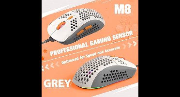 RGB Gaming Toetsenbord en Muis Combinatie met Opgerolde USB C Kabel - Mechanisch Toetsenbord, 68 Toetsen, Honingraat Muis, Tot 6400 DPI voor PC en Mac