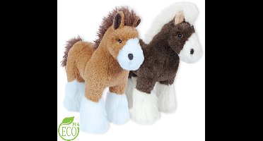 PIA Soft Toys - Set van 2 Pluche Paarden - staand - 2 ass. - zwart/bruin - ECO - 23 cm