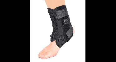 Enkelbrace met draaiknop en verstelbare enkelband – compressieondersteuning met aluminium plaat en stalen kabel L