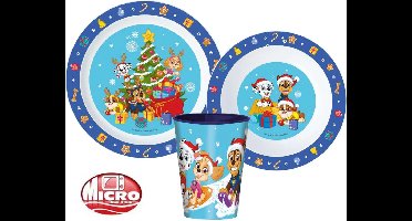 Paw Patrol Kerst – Kinderserviesset 3-delig – Bord, Kom en Beker