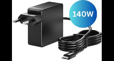 ViaDennis USB C kabel met adapter 140W - Universeel voor alle laptops - USB-C oplader - Zwart