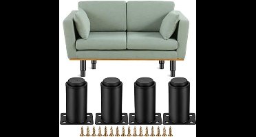 PromoHome Verstelbare Meubelpoten Set - Zwarte Metaal Poten met Hoogteverstelling