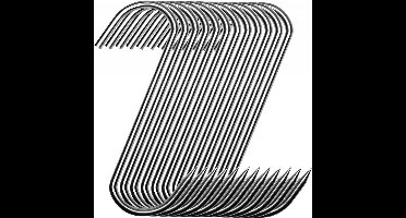 Vleeshaken van roestvrij staal - S-vormige wandhaken - Geschikt voor warm en koud roken - Geschikt voor kip, wild en gerookte ribben - 15 cm - Verpakking van 12