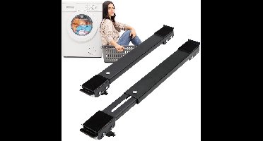 Intrekbare meubelrol, verplaatsbaar gereedschap met 24 rollen en remmen voor zware wasmachines, drogers en koelkasten, stevige basis, draagvermogen 300 kg, zwart