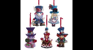 Kurt S. Adler - Alice in Wonderland Kersthangerset 5-delige set - polyresin - 10 cm